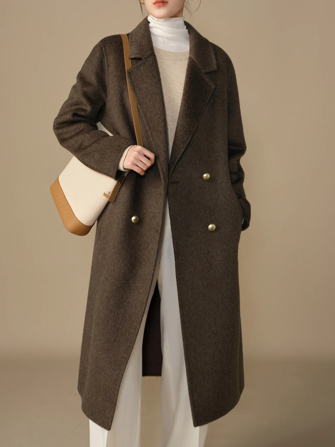 Women's Longline Double Breasted Wool Blend Coat