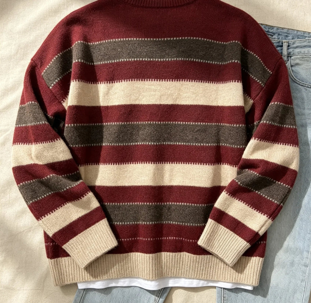 Women's Striped Crewneck Knit Sweater