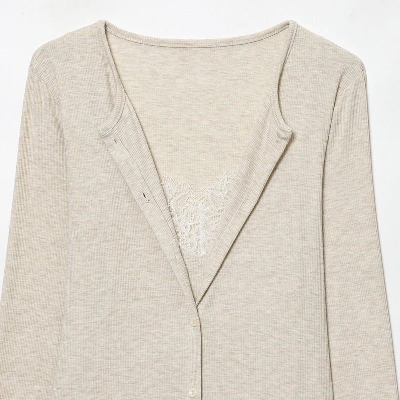 Women's Cropped V Neck Knit Cardigan with Button Front