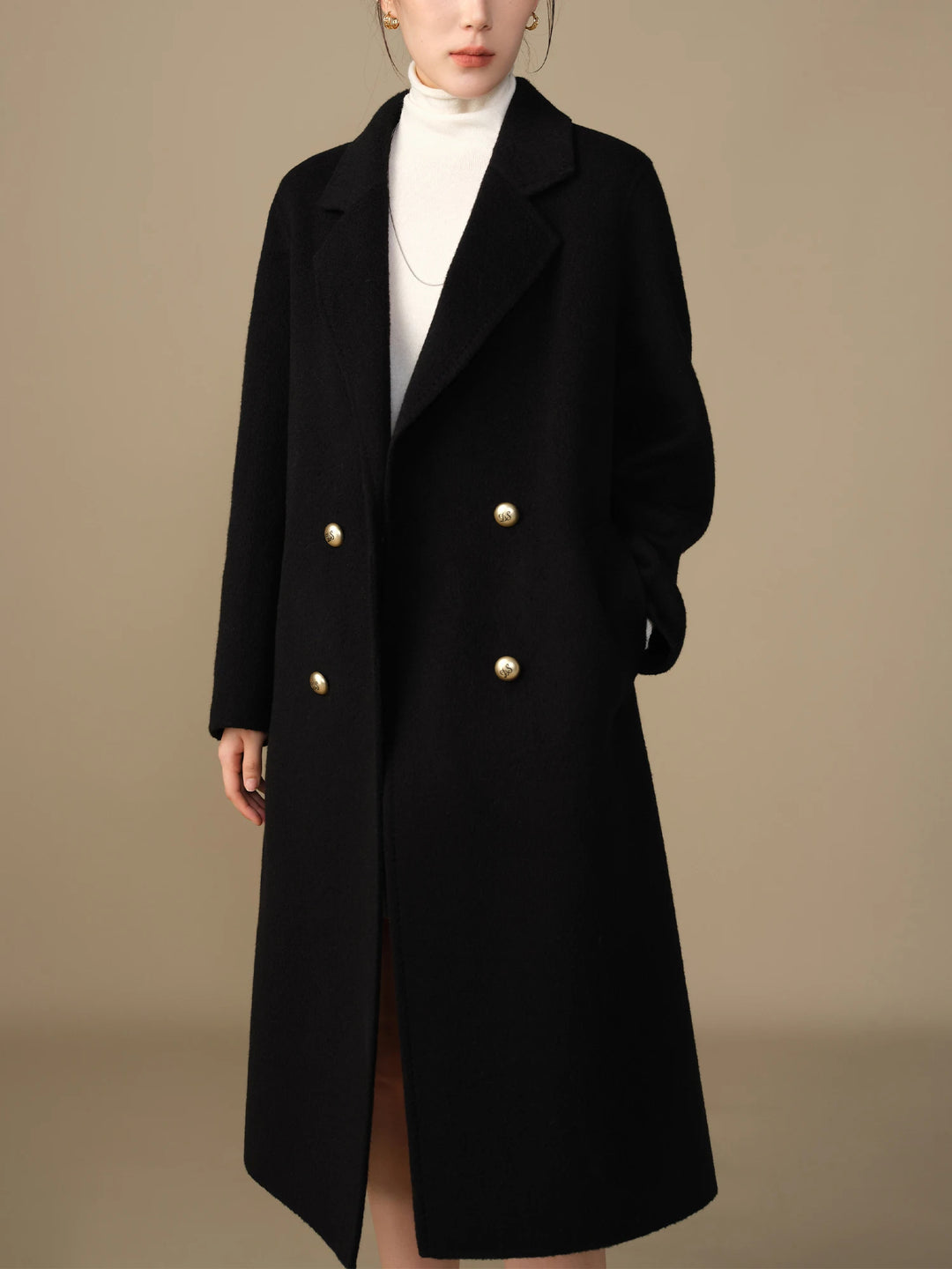 Women's Longline Double Breasted Wool Blend Coat