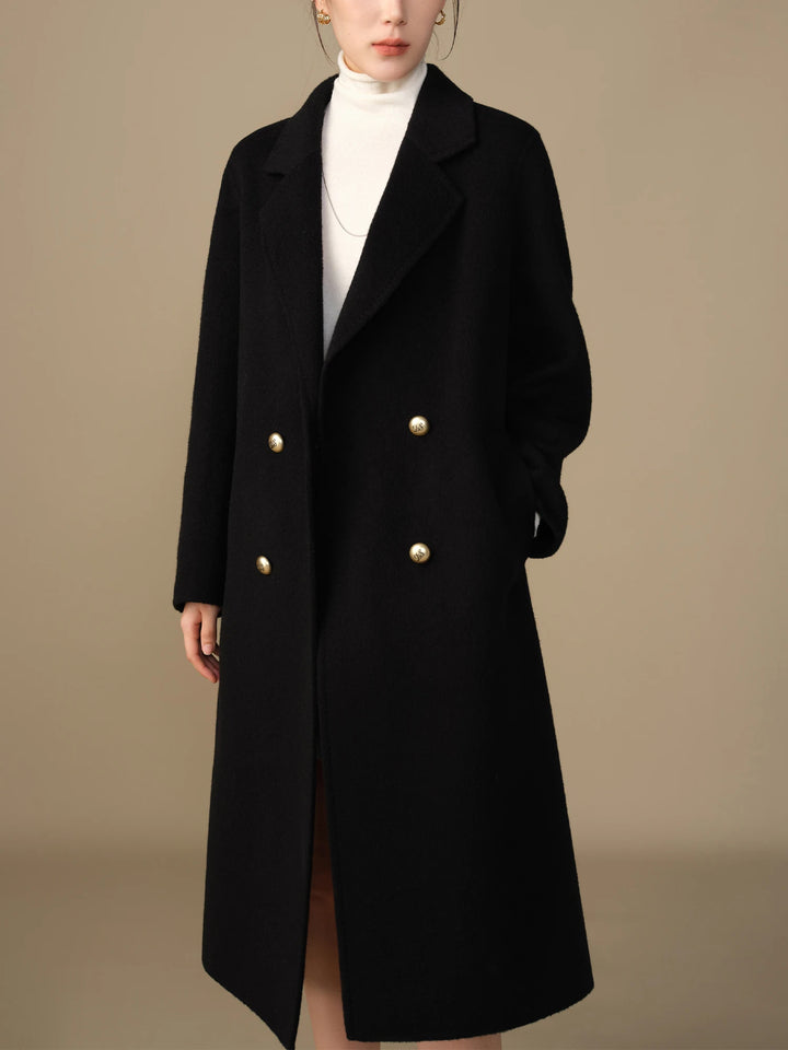 Women's Longline Double Breasted Wool Blend Coat