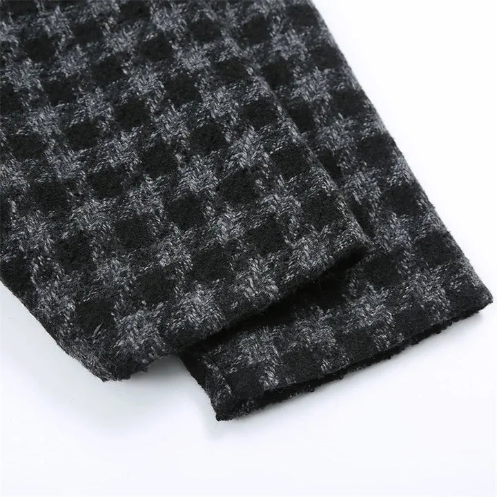 Women's Houndstooth Mid Length Wool Blend Coat