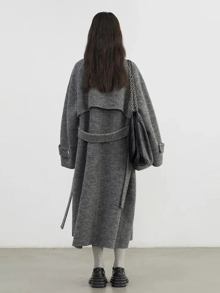 Women's Longline Button Front Wool Blend Coat