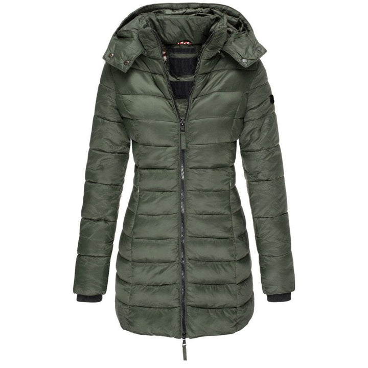 Women's Hooded Down Jacket for Autumn/Winter with Zipper