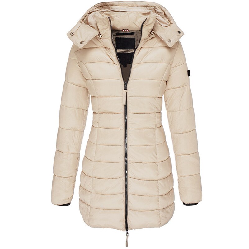 Women's Hooded Down Jacket for Autumn/Winter with Zipper