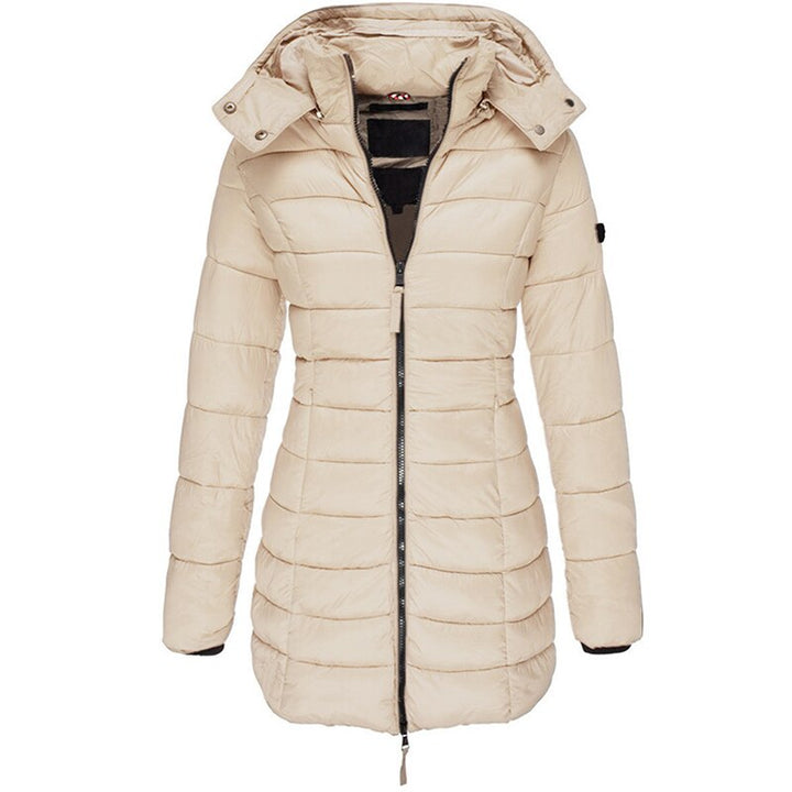 Women's Hooded Down Jacket for Autumn/Winter with Zipper
