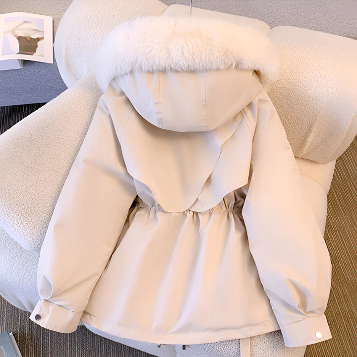 Women's Faux Fur Hooded Winter Jacket – Belted Insulated Parka Coat