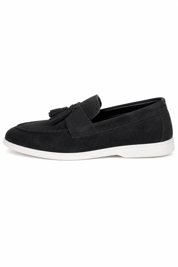 The Prescott Men's Suede Tassel Slip On Loafers - Black