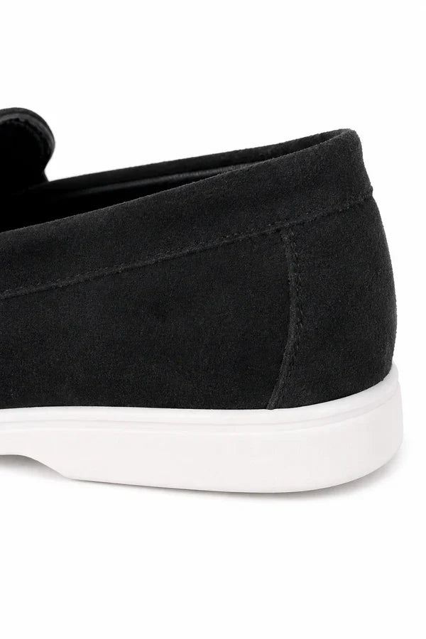 The Prescott Men's Suede Tassel Slip On Loafers - Black