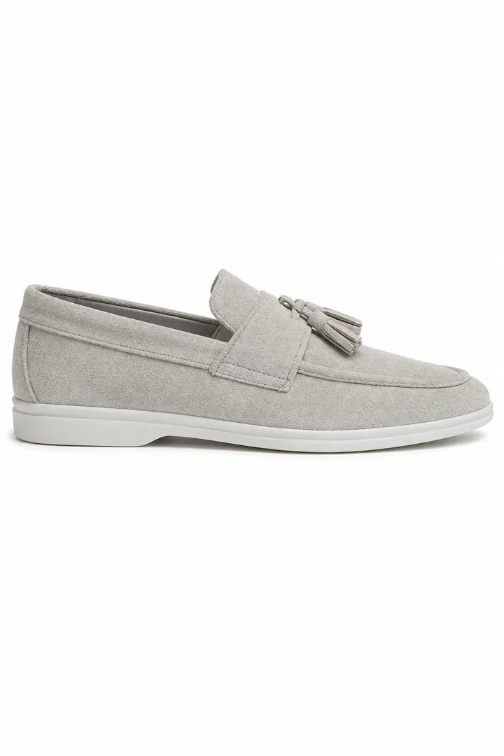 The Prescott Men's Suede Tassel Slip On Loafers - Gray