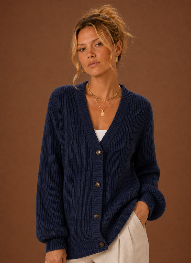 Women's Classic V Neck Button Front Knit Cardigan