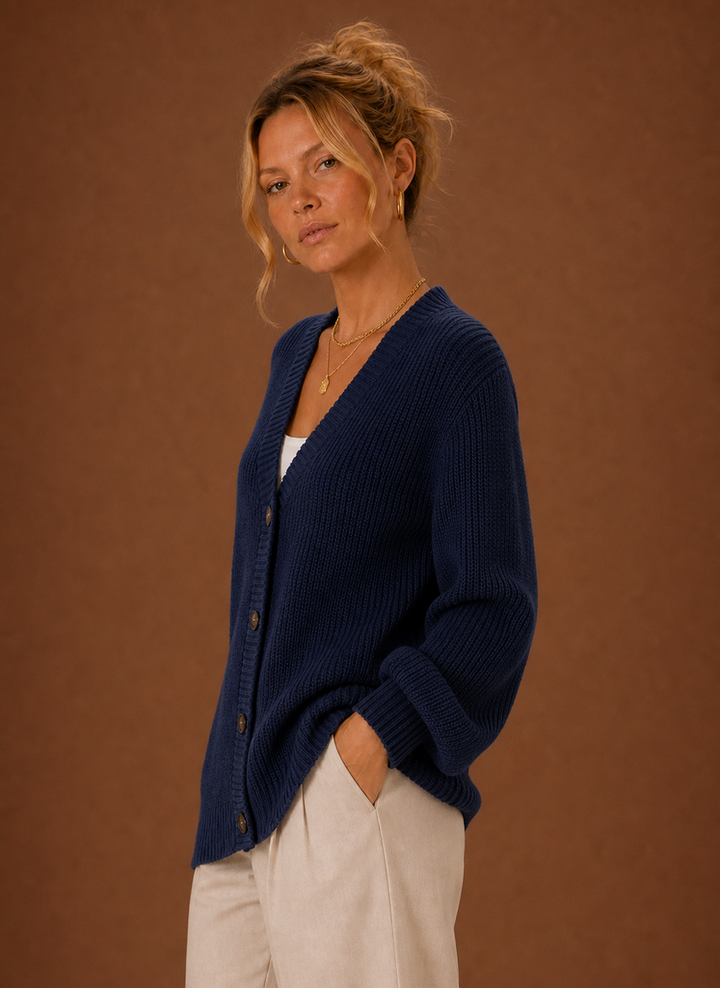 Women's Classic V Neck Button Front Knit Cardigan