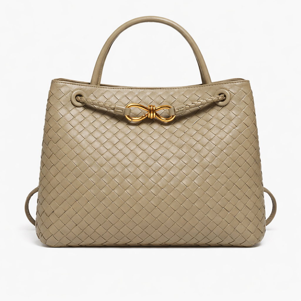 Elegant Woven Tote Bag – Soft Vegan Leather Shoulder Bag