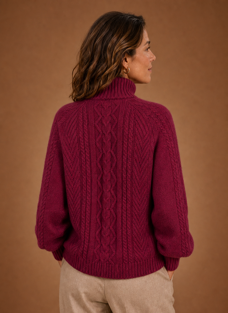 Women's Cozy Cable Knit Turtleneck Sweater