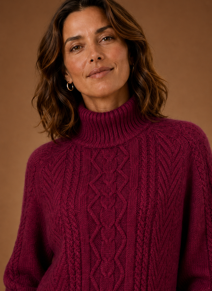 Women's Cozy Cable Knit Turtleneck Sweater