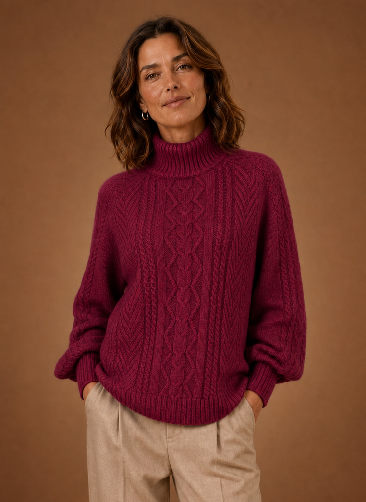 Women's Cozy Cable Knit Turtleneck Sweater