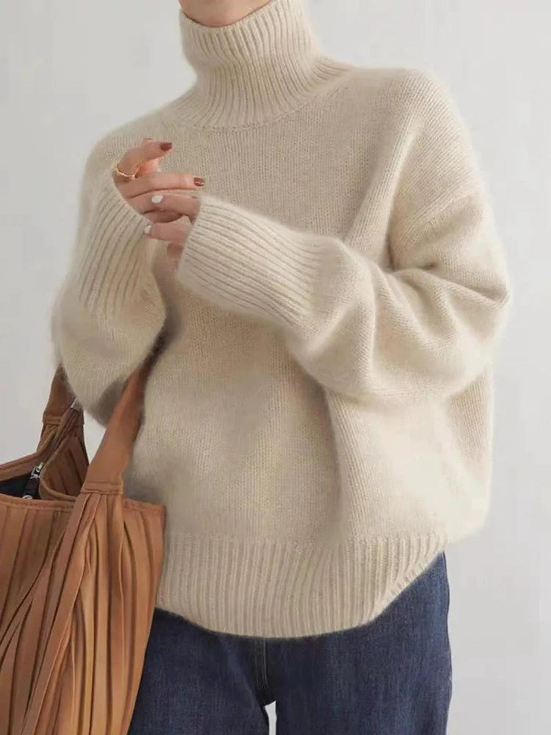 Women's Oversized Turtleneck Knit Sweater