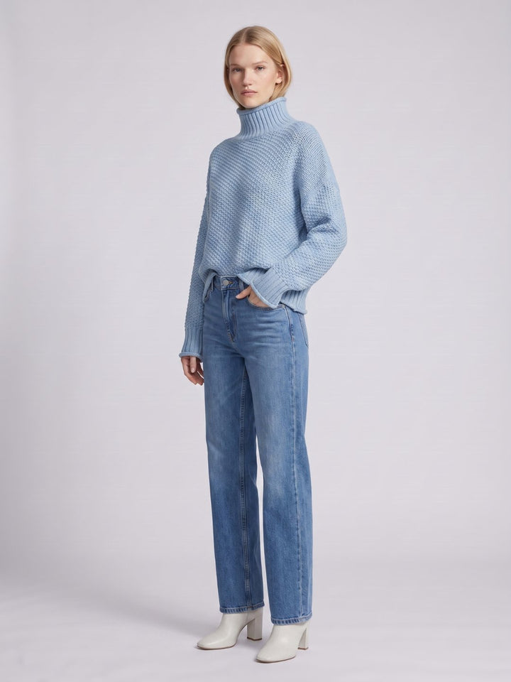 Women's Oversized Waffle Knit Turtleneck Sweater