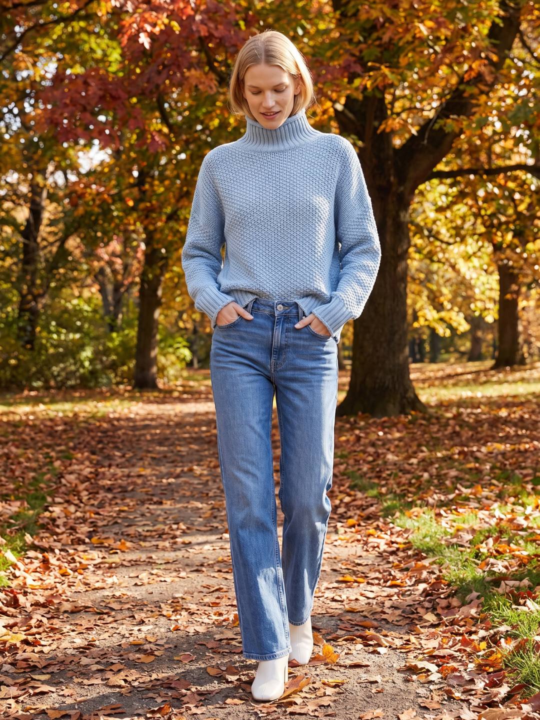 Women's Oversized Waffle Knit Turtleneck Sweater