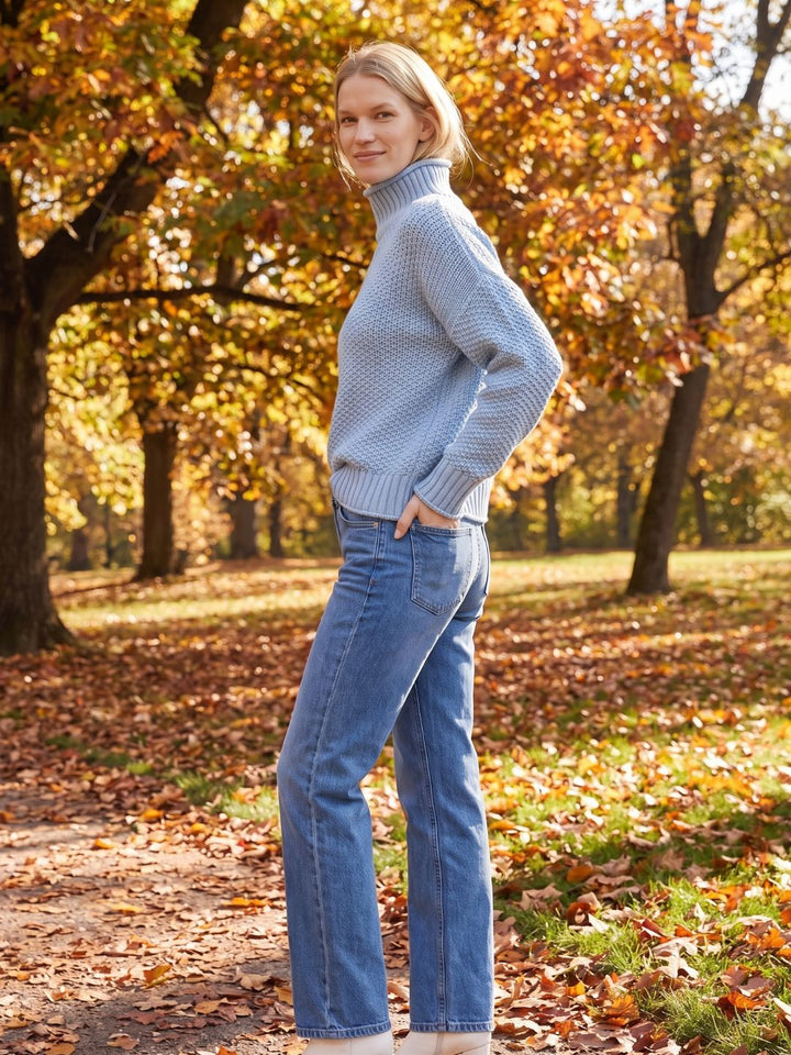 Women's Oversized Waffle Knit Turtleneck Sweater