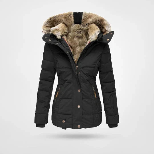 Women's Faux Fur Hooded Winter Jacket – Warm Quilted Puffer Coat