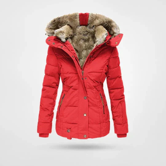 Women's Faux Fur Hooded Winter Jacket – Warm Quilted Puffer Coat