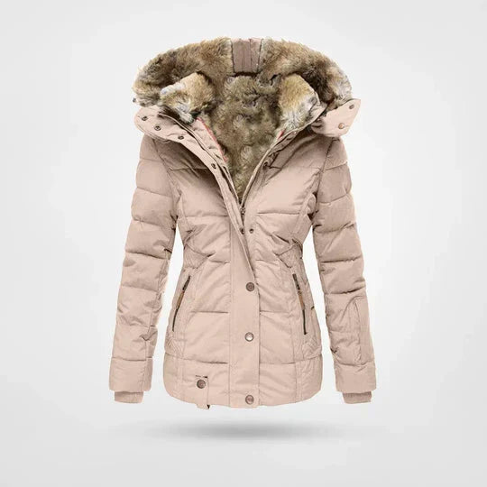 Women's Faux Fur Hooded Winter Jacket – Warm Quilted Puffer Coat