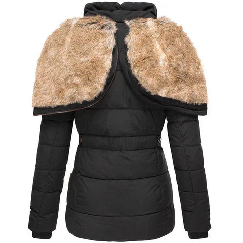 Women's Faux Fur Hooded Winter Jacket – Warm Quilted Puffer Coat