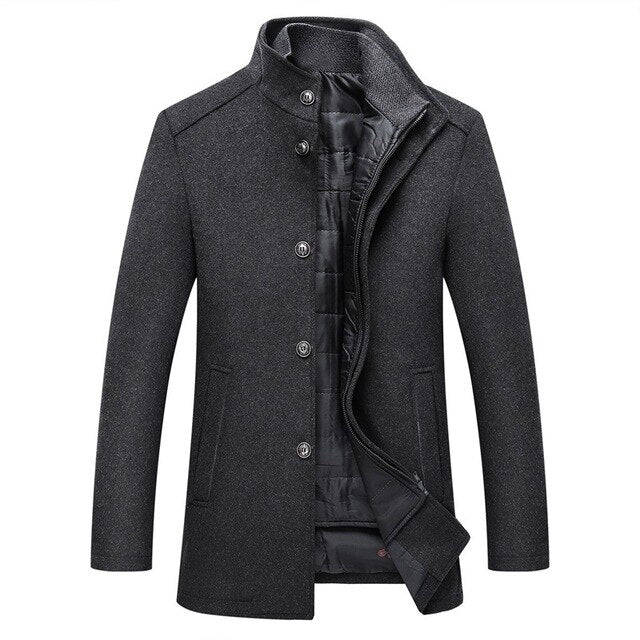 Men's Classic Single Breasted Wool Coat