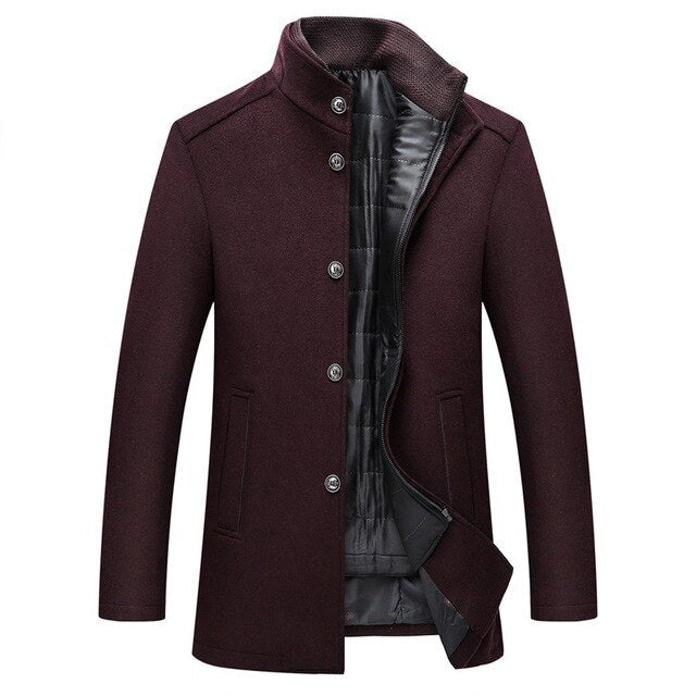 Men's Classic Single Breasted Wool Coat