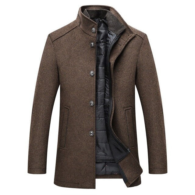 Men's Classic Single Breasted Wool Coat