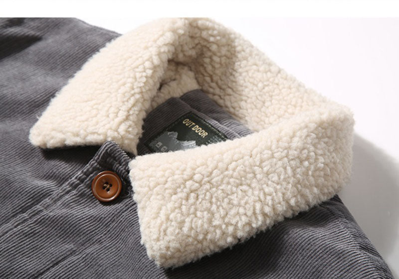 Men's Trendy Fur Lined Corduroy Jacket