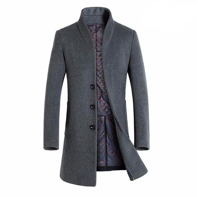 Men's Classic Long Wool Peacoat