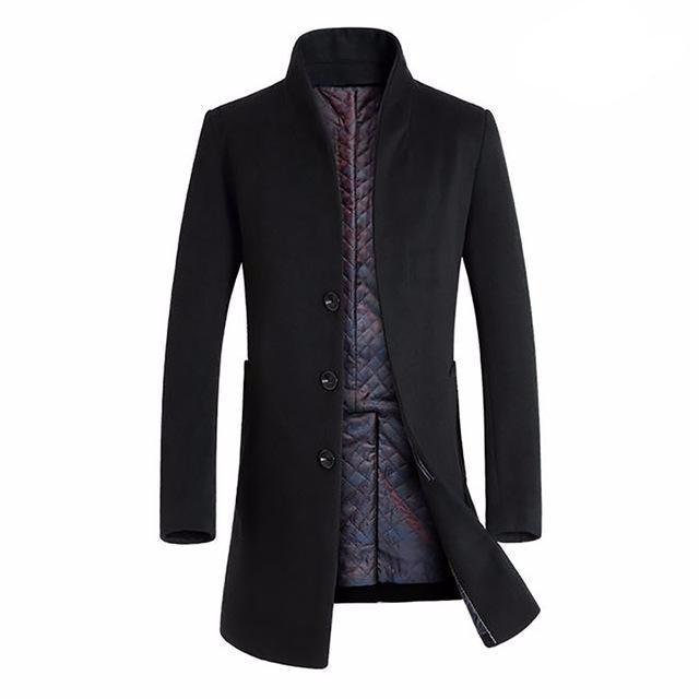 Men's Classic Long Wool Peacoat