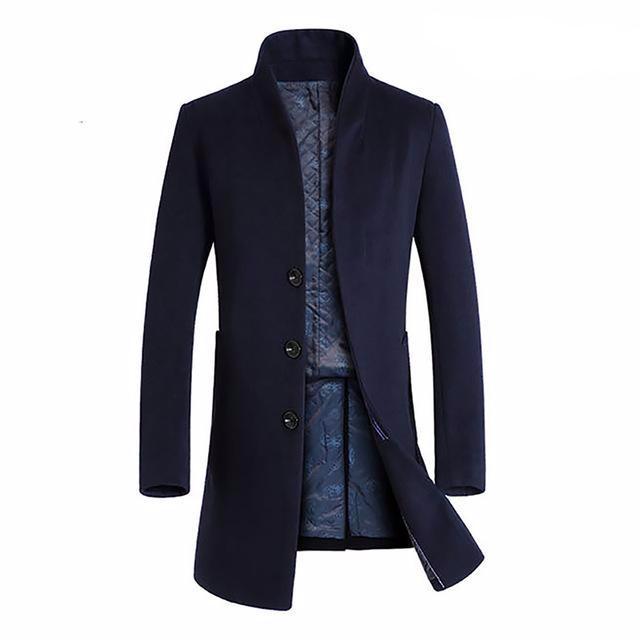 Men's Classic Long Wool Peacoat