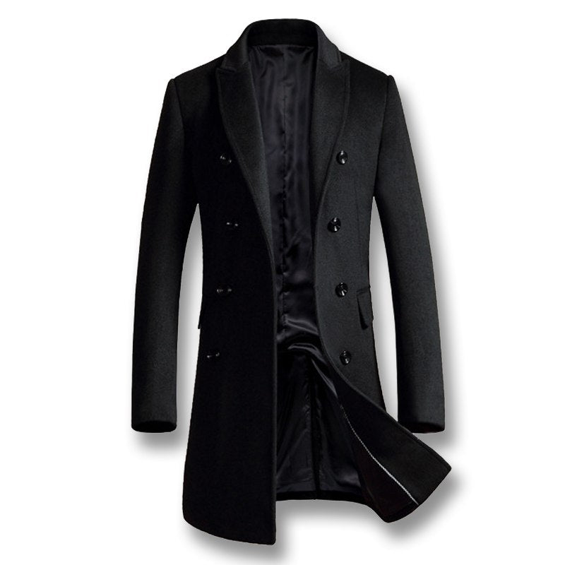 Men's Refined Long Wool Peacoat