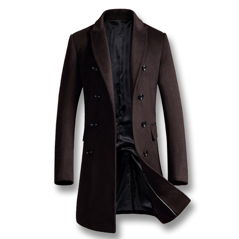 Men's Refined Long Wool Peacoat