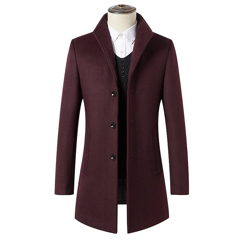 Men's Refined Long Wool Coat