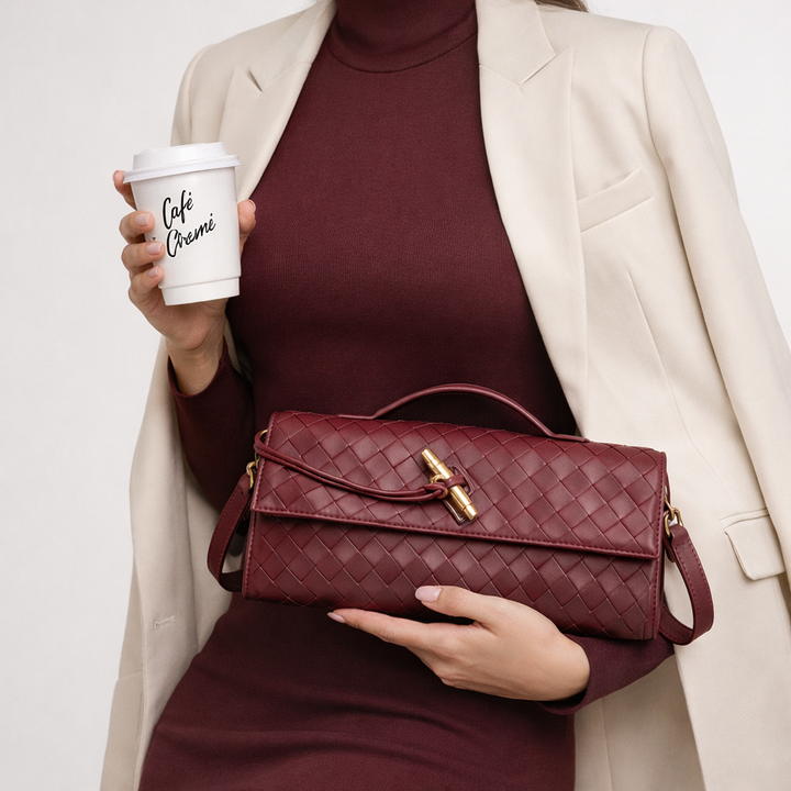 Elegant Woven Clutch Bag – Luxe Evening Shoulder Design