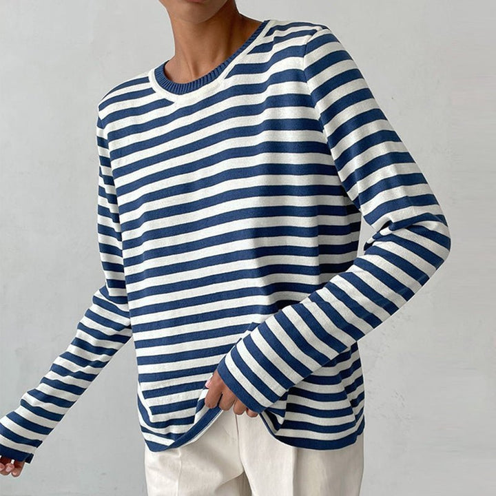 Women's Relaxed Striped Crew Neck Sweater