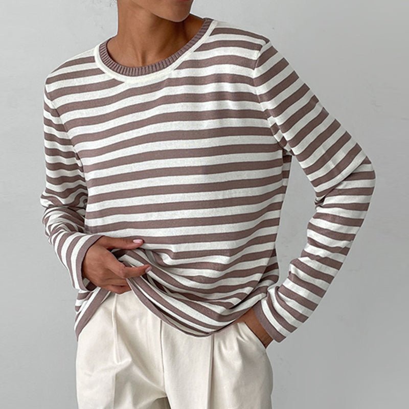 Women's Relaxed Striped Crew Neck Sweater