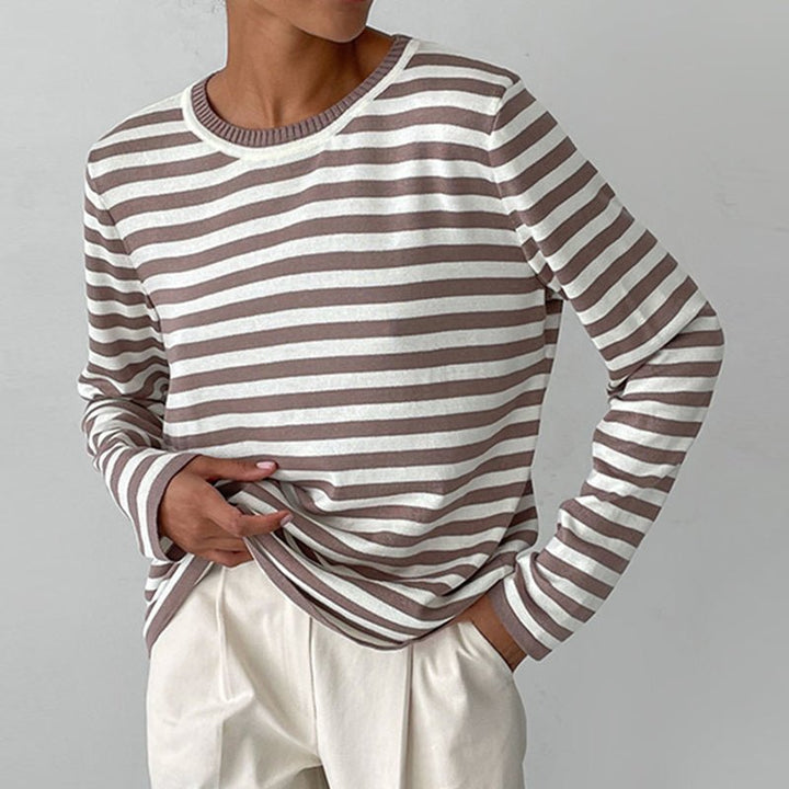 Women's Relaxed Striped Crew Neck Sweater