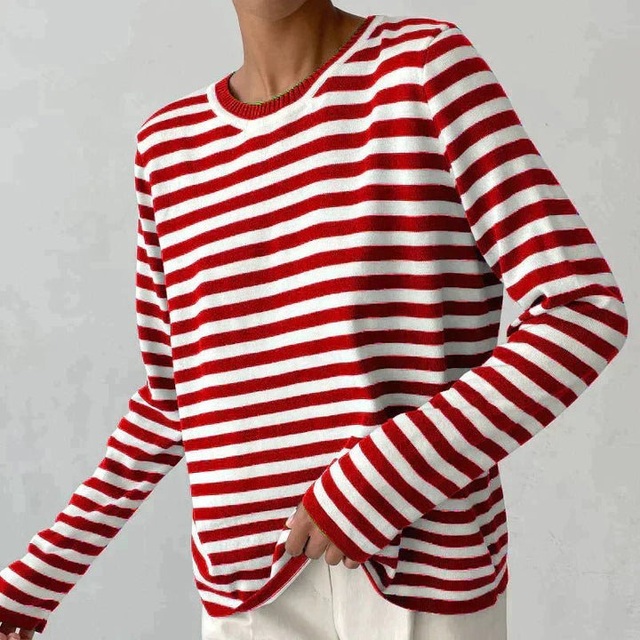 Women's Relaxed Striped Crew Neck Sweater