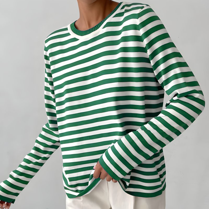 Women's Relaxed Striped Crew Neck Sweater