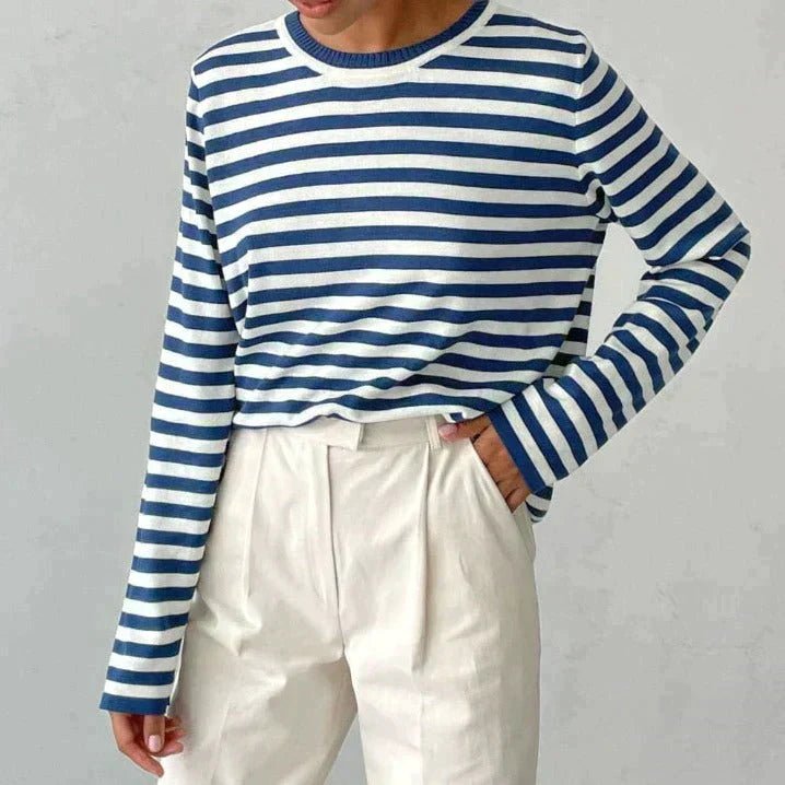 Women's Relaxed Striped Crew Neck Sweater
