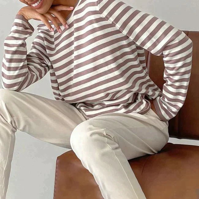 Women's Relaxed Striped Crew Neck Sweater