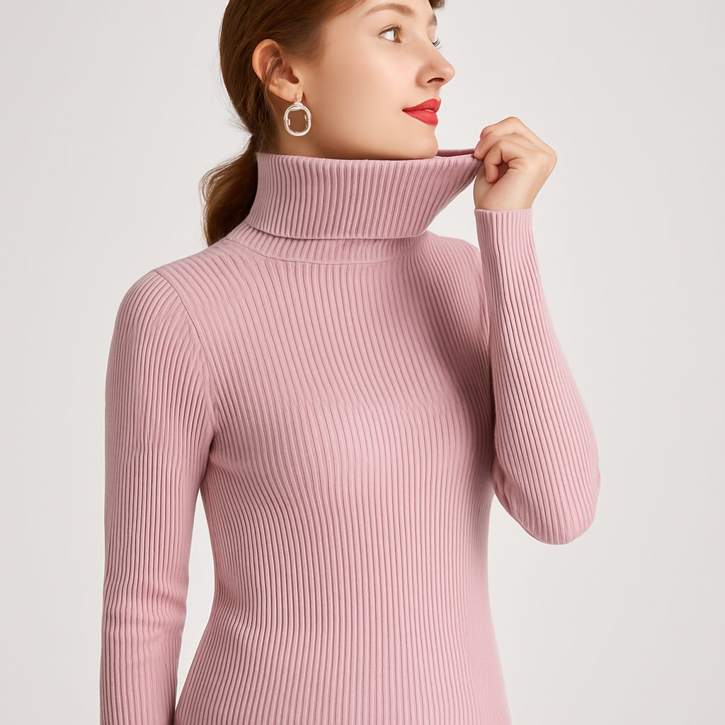 Women's Slim Fit Ribbed Turtleneck Sweater