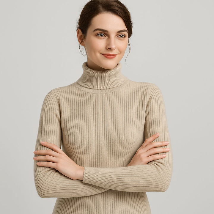 Women's Slim Fit Ribbed Turtleneck Sweater