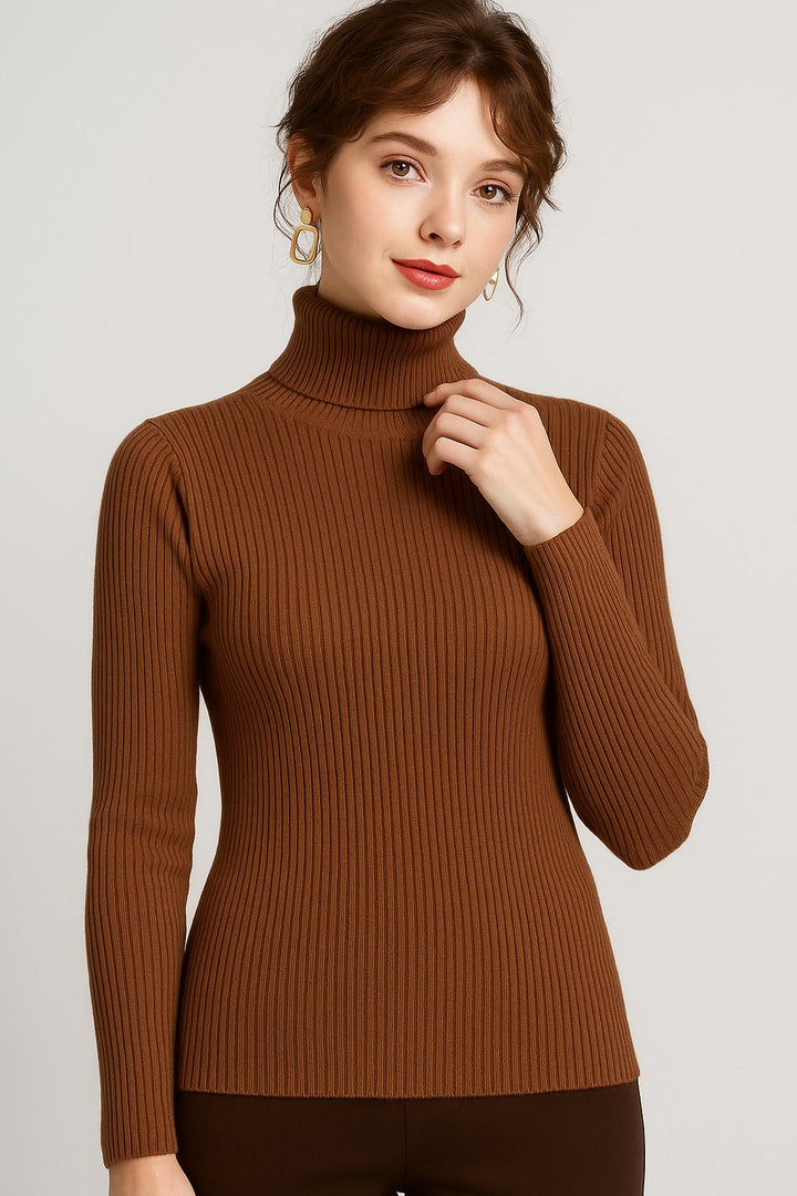 Women's Slim Fit Ribbed Turtleneck Sweater