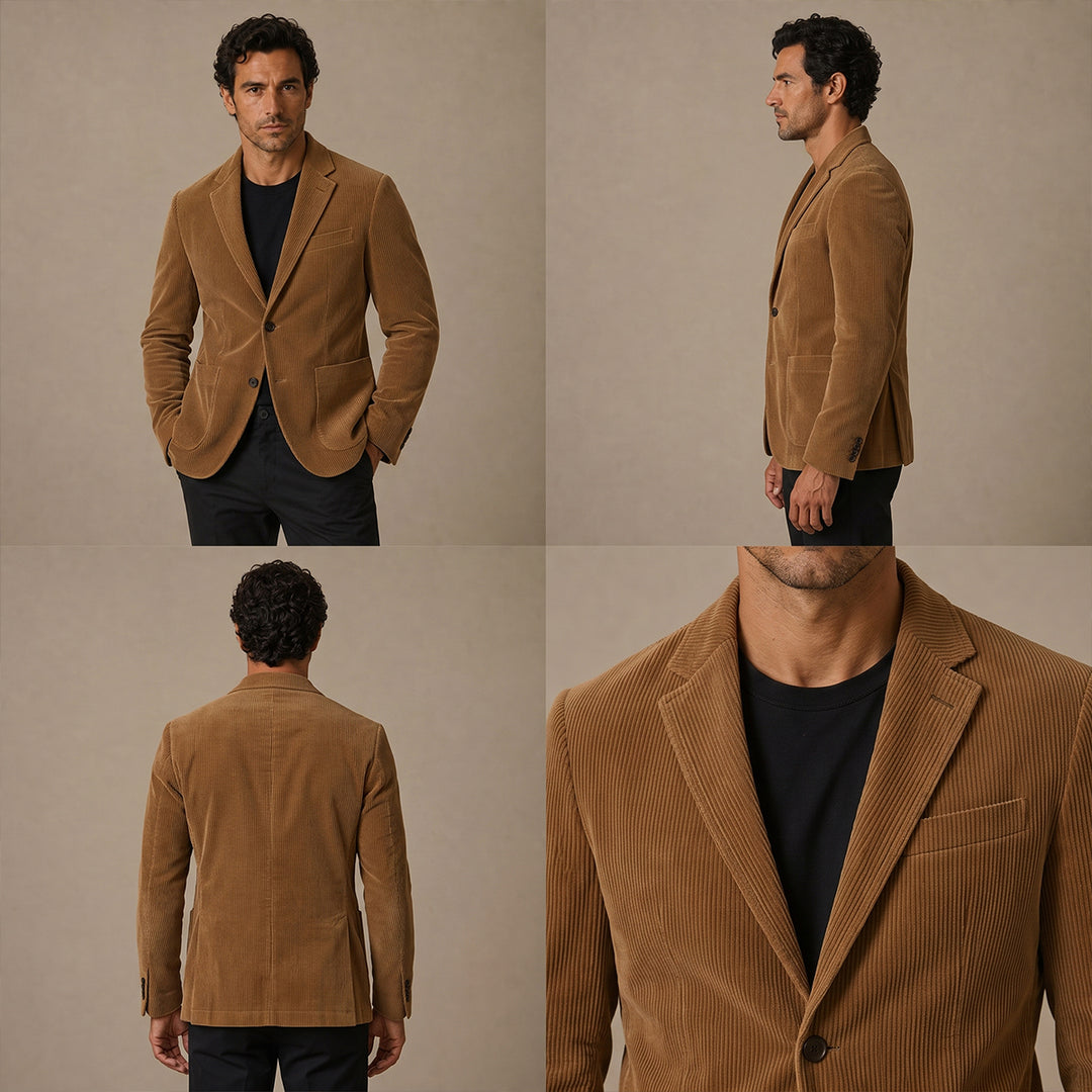The Livorno Men’s Vintage Casual Slim Fit Corduroy Blazer Jacket